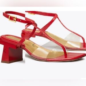 Tory Burch Red and Clear Strappy Sandals size 8 NIB